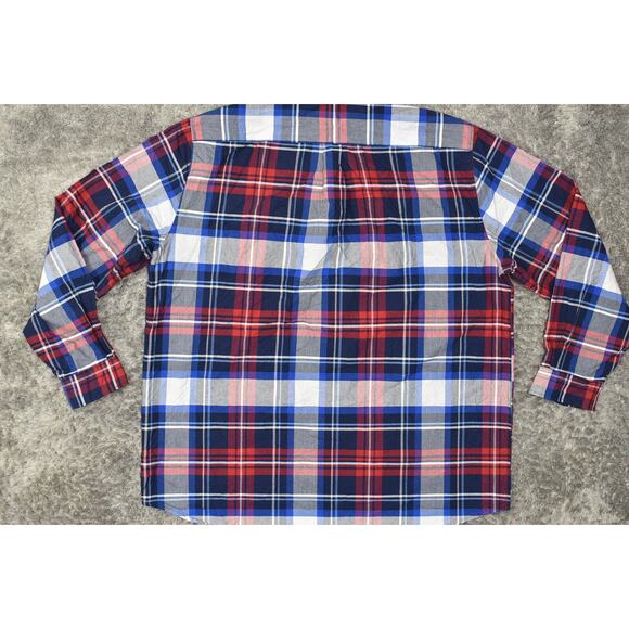 U.S. Polo Assn. Men's 2XLT Red/Blue Plaid Cotton Button Shirt Long Sleeve - Picture 3 of 7